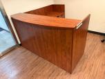 L-Shaped Reception Desk with Transaction Counter, Cherry Finish - ITEM #:120446 - Img 1 of 5