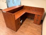 L-Shaped Reception Desk with Transaction Counter, Cherry Finish - ITEM #:120446 - Img 3 of 5