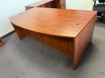 Bow Front Double Pedestal Desk, Cherry Laminate - ITEM #:120447 - Img 1 of 8