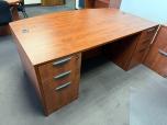 Bow Front Double Pedestal Desk, Cherry Laminate - ITEM #:120447 - Img 3 of 8