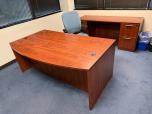 Bow Front Double Pedestal Desk, Cherry Laminate - ITEM #:120447 - Img 5 of 8