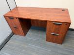 Cherry Laminate Credenza Desk with Box/File Pedestals - ITEM #:120450 - Img 1 of 3