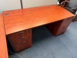 Cherry Laminate Double Pedestal Desk, 66x30 - ITEM #:120452 - Img 2 of 2
