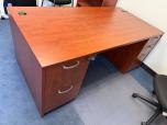 Cherry Double Pedestal Desk with Silver Pulls - ITEM #:120453 - Img 2 of 3