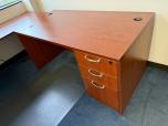 60"W Cherry Laminate Desk with 3-Drawer Pedestal - ITEM #:120454 - Img 1 of 6