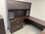 U-Shaped Bow Front Executive Desk Set with Hutch - Espresso - ITEM #:120455 - Img 5 of 11