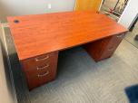 Cherry Laminate Double Pedestal Desk 71x35.5 - ITEM #:120457 - Img 2 of 3