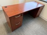 71-inch Cherry Laminate Double Pedestal Desk / Credenza - ITEM #:120458 - Img 1 of 3