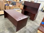 Mahogany Laminate Executive Desk Set with Credenza and Hutch - ITEM #:120459 - Img 2 of 12