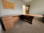 L-Shaped Bullet Top Desk with 3-Drawer Pedestal - ITEM #:120460 - Img 1 of 4