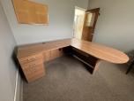 L-Shaped Bullet Top Desk with 3-Drawer Pedestal - ITEM #:120460 - Img 3 of 4
