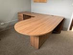 L-Shaped Bullet Top Desk with 3-Drawer Pedestal - ITEM #:120460 - Img 4 of 4