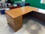 L-Shaped Desk with Pedestals, Medium Wood Finish - ITEM #:120461 - Img 1 of 2