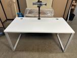 Modern 60x30 Office Desk, White Laminate with Silver O-Legs and Monitor Stand - ITEM #:120462 - Img 1 of 6