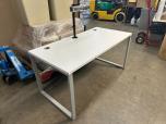 Modern 60x30 Office Desk, White Laminate with Silver O-Legs and Monitor Stand - ITEM #:120462 - Img 3 of 6