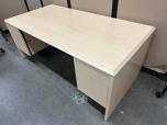 Double Pedestal Office Desk, Light Wood Laminate, 72x35.5" - ITEM #:120463 - Img 2 of 5