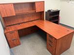 Cherry Laminate L-Shaped Desk with Hutch - ITEM #:120464 - Main Image