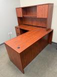 Cherry Laminate L-Shaped Desk with Hutch - ITEM #:120464 - Img 2 of 5