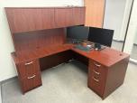 Cherry Laminate L-Shaped Desk with Hutch - ITEM #:120465 - Main Image