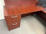 Cherry Laminate L-Shaped Desk with Hutch - ITEM #:120465 - Img 4 of 6