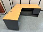 L-Shaped Desk with Left Return - Maple/Charcoal - ITEM #:120467 - Img 1 of 5
