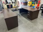 National Waveworks U-Shape Desk Set with Sit-Stand Bridge - Mocha - ITEM #:120471 - Img 1 of 6