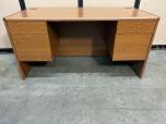 Used 60" x 30" Oak Laminate Double Pedestal Office Desk - ITEM #:120475 - Img 1 of 7