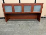 Used 71"W Cherry Wood Office Desk Hutch with Frosted Glass Doors - ITEM #:120477 - Img 1 of 4