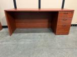 Used 71"W Cherry Laminate Single Pedestal Credenza Desk - ITEM #:120478 - Img 1 of 4