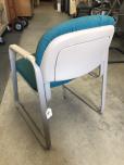 Used Guest Chair with Blue Fabric - Tan Steel Frame - ITEM #:140018 - Img 3 of 3