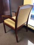 Guest chair with yellow patterned fabric and mahogany frame - ITEM #:145031 - Img 3 of 3