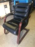 Guest chairs with black vinyl upholstery and mahogany frame - ITEM #:145036 - Thumbnail image 2 of 3