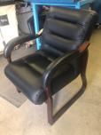 Guest chairs with black vinyl upholstery and mahogany frame - ITEM #:145040 - Thumbnail image 2 of 3