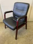 Used Guest Chair - Black Vinyl - Mahogany Wood Frame - ITEM #:145042 - Img 1 of 3