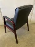 Used Guest Chair - Black Vinyl - Mahogany Wood Frame - ITEM #:145042 - Img 3 of 3