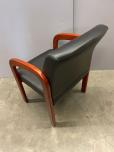 Used Guest Chair With Black Vinyl Upholstery And Cherry Arms - ITEM #:145045 - Thumbnail image 3 of 3