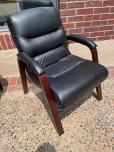 Guest Chair With Black Vinyl Upholstery And Mahogany Frame - ITEM #:145046 - Thumbnail image 1 of 3