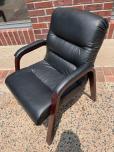 Used Guest Chair - Black Vinyl - Mahogany Frame - ITEM #:145046 - Img 2 of 3