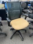 Used Task Chairs With Yellow-Orange Fabric And Black Web Back - ITEM #:150123 - Thumbnail image 1 of 3