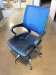 Used Conference Chair - Black Leather - Blue Back - ITEM #:150139 - Img 2 of 3