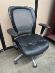 Used Task Chair - Black Vinyl With Grey Mesh Back - ITEM #:150191 - Img 2 of 5