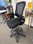 Black Mesh Back Drafting Stool with Swing-Up Arms - ITEM #:150236 - Img 3 of 8