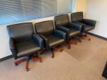 Used Conference Seating - Black Vinyl - Cherry Wood - ITEM #:155009 - Img 4 of 4