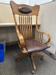 Used Classic Antique Style Chair - Maroon Vinyl - ITEM #:155010 - Img 1 of 4