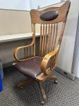 Used Classic Antique Style Chair - Maroon Vinyl - ITEM #:155010 - Img 2 of 4