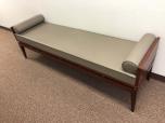 Reception sofa with cherry veneer finish and tan vinyl - ITEM #:165006 - Thumbnail image 2 of 2