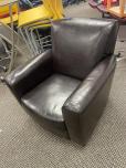 Used Lobby Chair With Dark Brown Leather - ITEM #:165024 - Img 1 of 4
