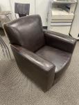 Used Lobby Chair With Dark Brown Leather - ITEM #:165024 - Img 2 of 4