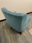 Used Reception Chair - Blue Fabric - Silver Button - ITEM #:165028 - Img 4 of 4
