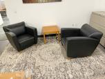 Used Lobby Chairs - Black Vinyl - Light wood Legs - ITEM #:165030 - Img 1 of 8